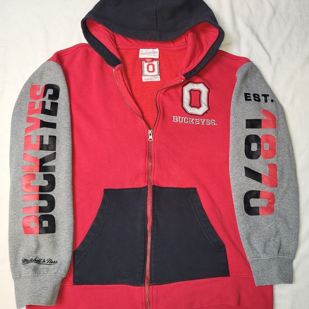 Ohio State Buckeyes Lightweight Zip-Up‎ Jacket Men's Size Medium Mitchell & Ness
